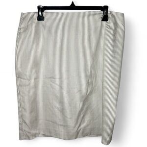 Alex Marie Pencil Skirt Beige White Striped Lined Office Work Coastal Size 14